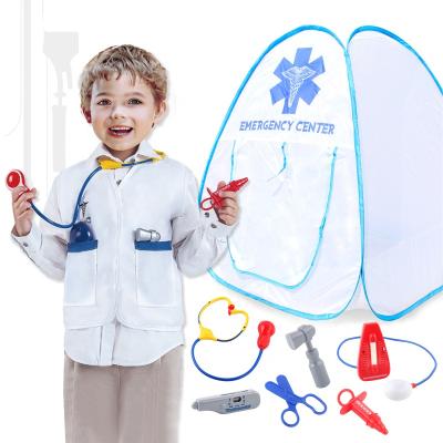 China Security Doctor Dress Up Doctor Police Costume Pretend Play Costume For Kids With Play Tent Set for sale