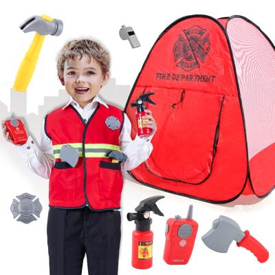 China Safety Kids Firefighter Costume Role Play Dress Up With Firefighter Accessories Toys Kit For Kids for sale