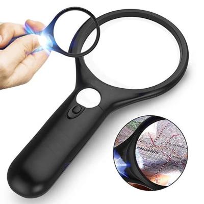 China 3X 45X Magnifying Glass Microscope Magnifier Portable Handheld Lighted Aid Reading For Elders Loupe Jewelry Repair Tool With 3 LED for sale