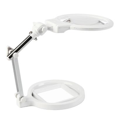 China 130mm/5.11in Handheld Portable Desktop Magnifier Magnifying Glass Control LED Lamp Color Suitable For Reading Crafts Hobby DIY Soldering for sale