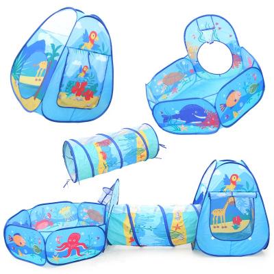 China Sports Play 3 Pcs Kids Tent Kids Teepee Play House Toy Ball Pool Balls Pit With Crawling Tunnel Portable Tent For Kids Jump Up Teepee for sale