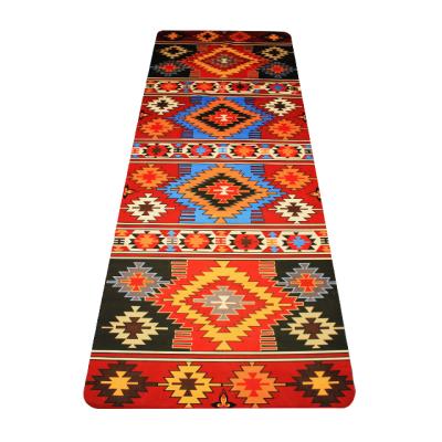 China Eco Non-slip Natural Rubber Microfiber Yoga Mat Custom Printed Fabric Suede Foldable Yoga Mats for sale