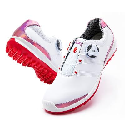 China Effective Golf Training Tools Golf Training For Women Gray Red Women Sports Shoes Genuine Leather Walking Shoes Woman Fast Lace Up Ladies Golf Shoes for sale