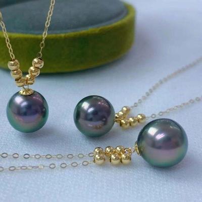 China Real Gold 18k Gold Pearl Jewelry Fashion Jewelry Freshwater Gold Pearl TRENDY Necklace 18k Gold Semi Casting for sale