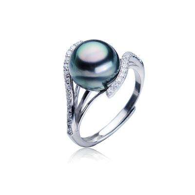 China TRENDY simple S925 silver ring with 6-7mm seawater pearl women for sale