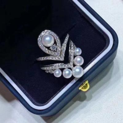 China 2 Piece Women Crown Ring Set Fashion Band Natural CLASSIC Freshwater Pearl Crown Ring for sale