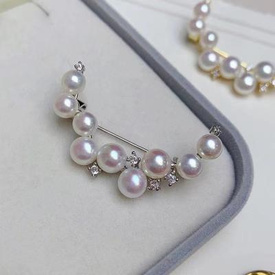 China Natural Pearl Pearl Zircon Star and Moon Brooch Women's Exquisite Inlaid Pearl Brooch for sale