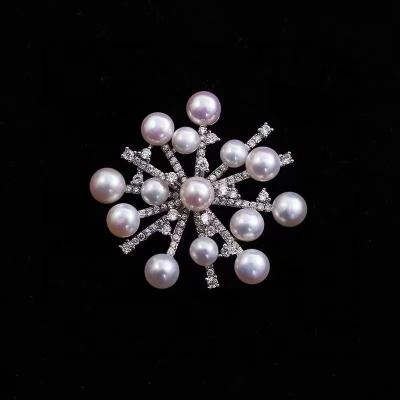 China Natural Freshwater Aurora Colorful Pearl Brooches Pearl Fashion Jewelry Snowflake Pearl Brooches for sale