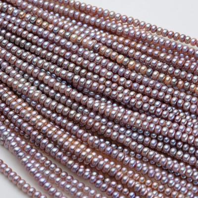 China Wholesale Freshwater Purple Color Pearl Button Shape Real Freshwater Pearls Beads String Strands for sale