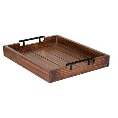 China Professional Cheap Premium Handle Home Or Country Wooden Serving Tray Storage Manufacture for sale