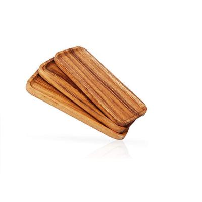 China Hot Selling Cheap Custom Rectangular Tray With Solid Wood Concave Handle For Home Service Or Storage for sale