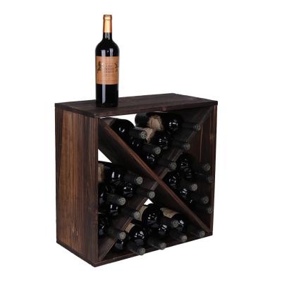 China Viable Promotional High Quality Cube 24 Bottles Dark Brown Wooden Wine Rack For Sale for sale