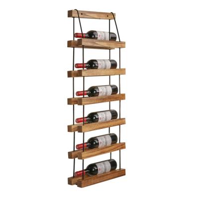 China Viable Made in China Top Quality 6 Layer Wooden Wall Mounted Wine Bottle Rack for sale