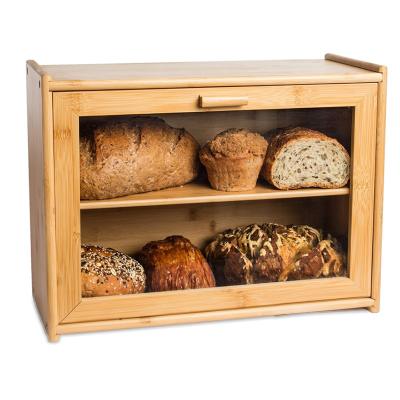 China Wholesale Sustainable Desktop Storage Wooden Rack Bread Box for sale