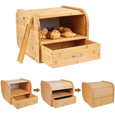 China Viable Bamboo Kitchen Bread Drawer Door Shutter Detachable Bamboo Storage Box for sale