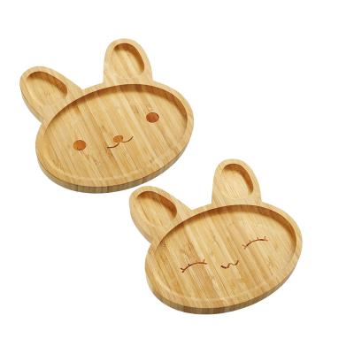 China Viable Toddler Bunny Cub Suction Plate , Baby Stay Put Plate Feeding Natural Deep Dinner Dishes for sale