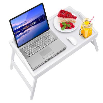 China Wholesale Adjustable (Height) White Folding Breakfast Table Tray The Bedroom Dish Wooden Computer Tray for sale