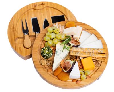 China Eco - Friendly Custom Bamboo And Wooden Rotating Tray Round Cheese Tray for sale