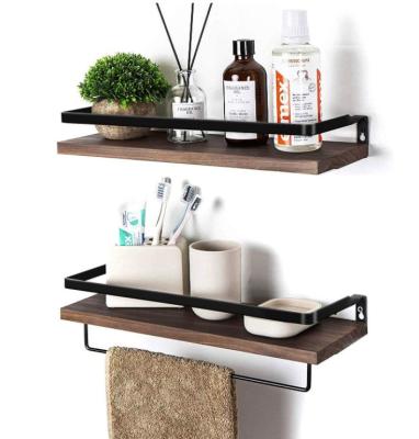 China Modern Wall Mounted Floating Solid Wood Storge Metal Shelf Bracket Adjustable Family Kitchen Bathroom Bedroom Wooden Home for sale