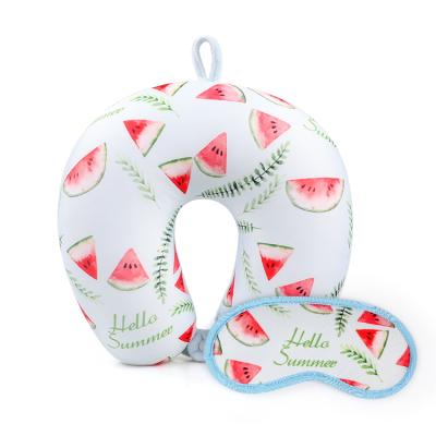 China Cute Office Nap Eyemask Anti-Static Memory Foam Personalized Travel U-Shape Neck Pillow With Eye Mask For Car Airplane for sale