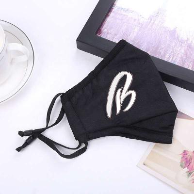 China Eco-friendly custom logo printed washable reuseable face mask fabric black face cover facemask with nose wire and filter pocket for sale