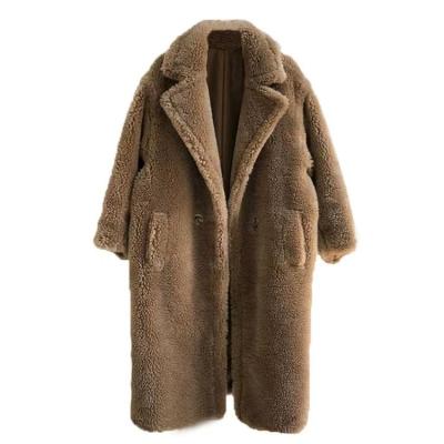 China Long Genuine Shearling Teddy Coat Women Waterproof High Quality Lamb Fur Winter Overoat Woolen Fur Coats for sale