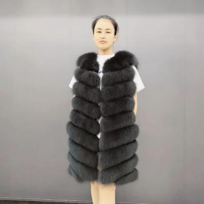 China 2019 New Women's Real Genuine Soft Lady Winter Genuine Soft Fox Fur Waistcoat Vest Fashion Wholesale Retail Viable Coat for sale