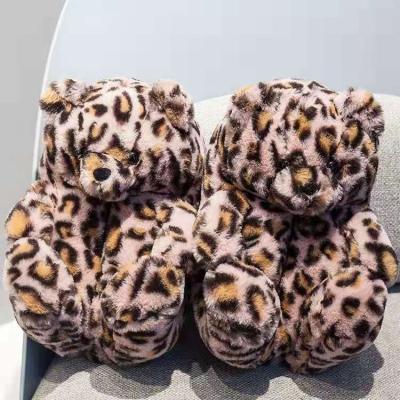 China Common Cheap Plush Smell Proof Teddy Bear Slippers Lovely Women's Bedroom Fur Teddy Bear Slippers 25 Colors for sale