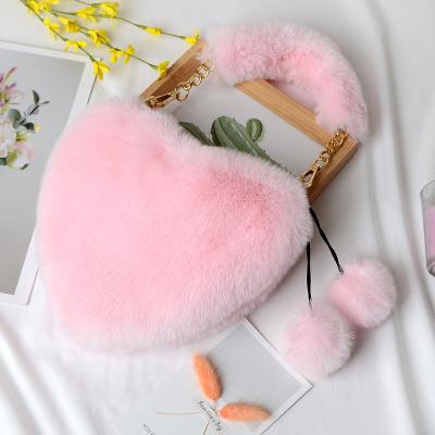 China High Quality Women Eco-Friendly Rex Rabbit Fur Simple Handbag for sale