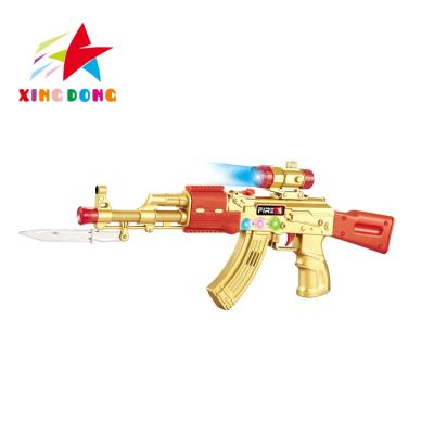 China With Music AK47 Power Gun Toy Popular Electric Flashing Super Funny Music Gun With Vibration for sale