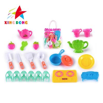 China Pretend Play Toy Set Cheap Cute Pretend Play Educational Simulation Kitchen Cooking Tableware Play Set for sale