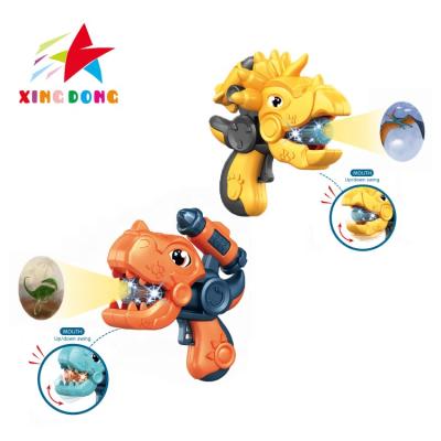 China Plastic Projection Dinosaur Battery Operated Children Throwing Toys Funny Opp Bag Package Gun Toy With Sound And Light for sale