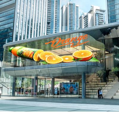 China AOT3.91 LED Display Screen Transparent Stained Glass High Definition Outdoor Shopping Mall Outdoor Advertising Light Advertising for sale