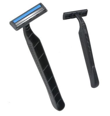 China New Rubber Handle Twin Blade Men Face Shaving Razor Twin Silky Contact Blade Disposable Razor for sale