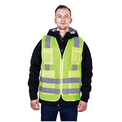 China Gender-Neutral HIVI Reflective Warning Vest with Zipper Closure and Multi Pockets for sale