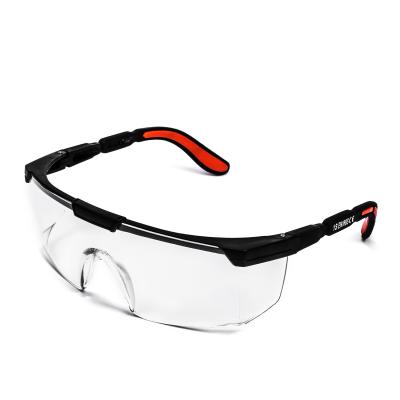 China 32G/PR PC Lens Legs Orange Soft Rubber Safety Glasses for Eye Protection in Industry for sale