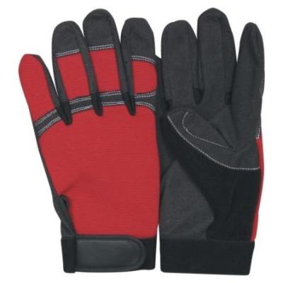 China All Purpose Function M103 Red Synthetic Palm Stripe Light Duty Mechanic Gloves for sale