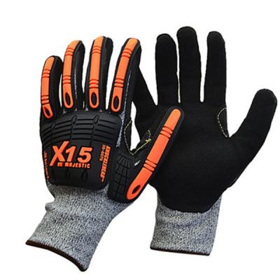 China 13 HPPE Knitted Cut Resistant Mechanic Gloves with Sandy Nitrile Coating CE EN388 4543 for sale