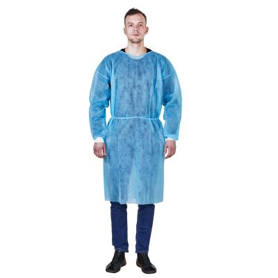 China Lab Coat Style Non-woven Fabric Blue Isolation Disposable Operation Gown for Men Women for sale