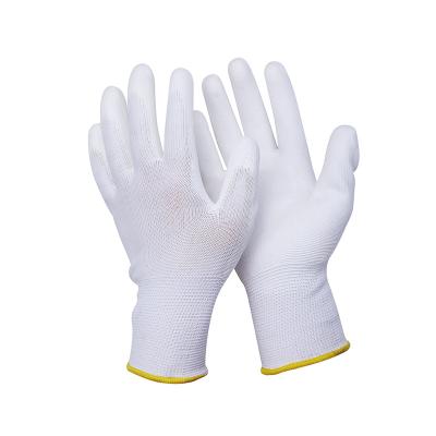 China CE Certified Black/White Polyester Knitted PU Coated Gloves for Construction S-XXL for sale