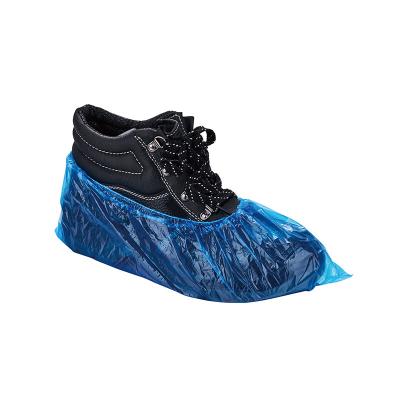 China Home Usage Disposable PE Shoe Cover Blue Waterproof Dust-proof with Rubber Elastic Cord for sale