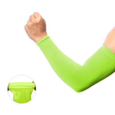 China Unisex Lime UV Protection Silk Sports Sunscreen Ice Silk Sleeves for Cycling Riding for sale