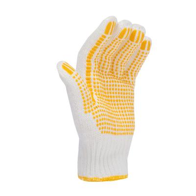 China 50g T/C Single Side PVC Dots Bleached Cotton Work Gloves for Safety Modelo Number C080D1-B for sale