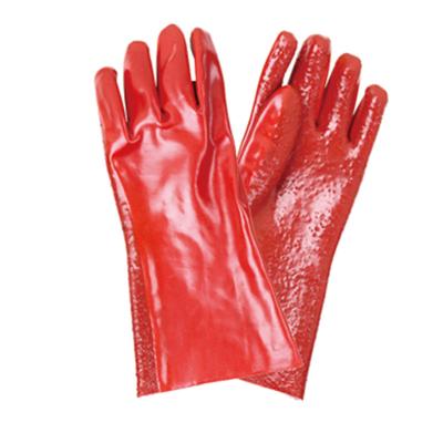 China Oil-Resistant Red PVC Fully Coated Industrial Terry Lining Safety Working Gloves PTT27 for sale