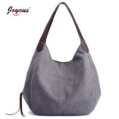 China Simply Style Ladies Canvas Daily Casual Shopping Tote Hand Bag Womens Sling Shoulder Bag for sale