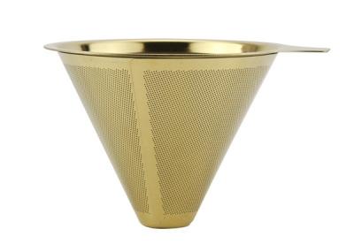 China High Grade Gold Hand Drip Coffee Dripper Paperless Coffee Maker Etching Bottom for sale