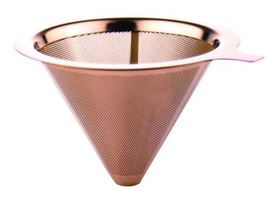 China Professional Reusable Paperless Coffee Dripper Double Mesh Rose Color for sale