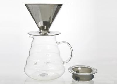 China Paperless Hand Drip Coffee Maker , Glass Cone Coffee Maker With Folded Edge Filter for sale