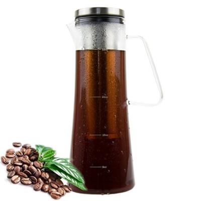 China 1.0L / kalte des Gebräu-34oz Glaskapazität der Kaffeemaschine-1000ml mit einer 10,6 Zoll-Höhe zu verkaufen