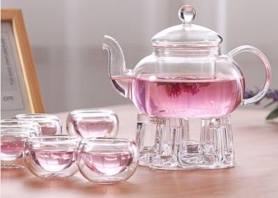 China Safe borosilicate Glass Tea Infuser Set Tea Warmer / Double Wall Teacups for sale